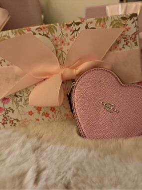 Coach Metallic Pink Heart Coin Pouch